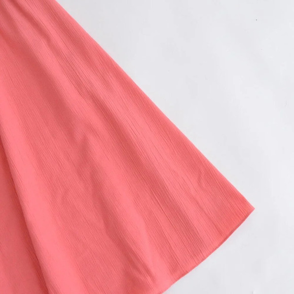 Vintage Cannes Collection Petite Coral Short Sleeve Gold  Button Midi Dress 9/10 - Picture 6 of 13